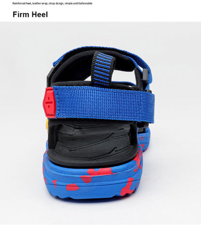 Summer Beach Boy Children Sandals Fashion Shoes Lightweight Non-slip Soft Bottom Shading Leather Boys Comfortable