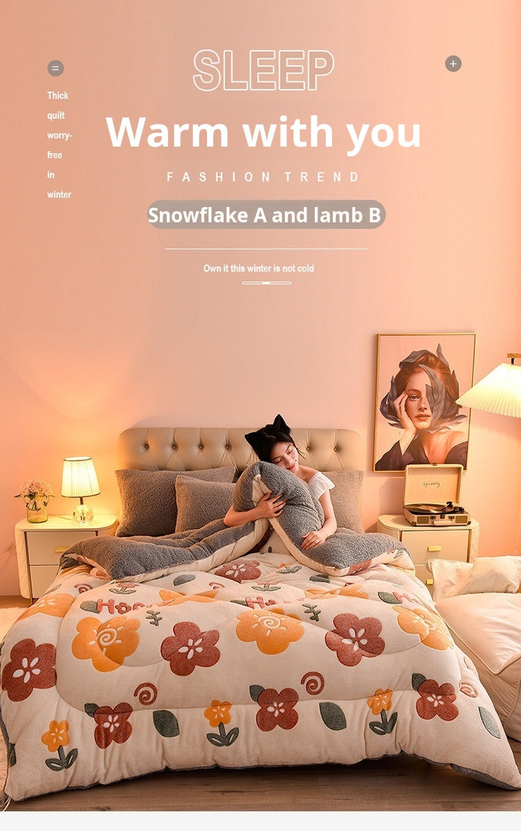 Household Thickened Warm Quilt Core Double-sided Velvet Lamb Wool Autumn Winter Blanket dormitory Warm Double-sided Velvet Core