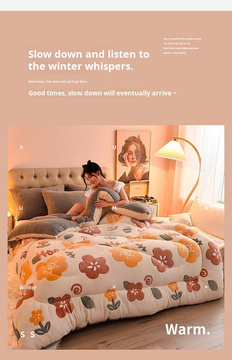Household Thickened Warm Quilt Core Double-sided Velvet Lamb Wool Autumn Winter Blanket dormitory Warm Double-sided Velvet Core