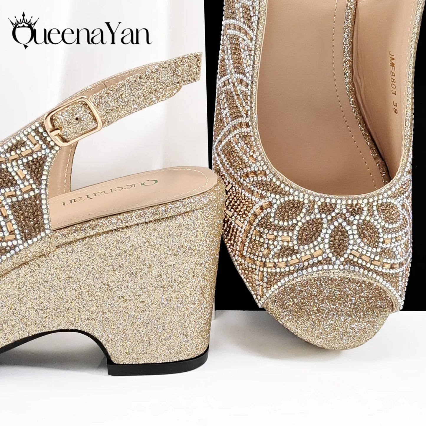 African Shoe and Bag Set for Wedding Women Shoes and Bag To Match Set with Rhinestone Italy Pumps Women Shoes Luxury