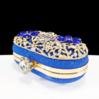 BLUE Rhinestone-encrusted Sex Ladies Shoes / MATCHING  SPARKING MINI BAG (SPECIAL COLLECTION)