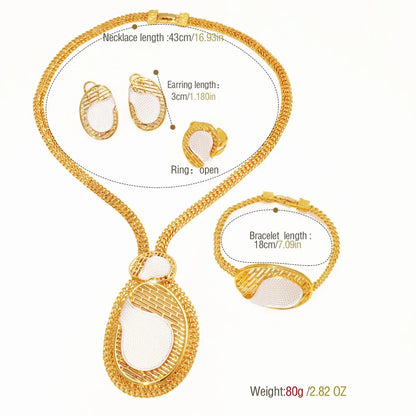 Big Jewelry Set Two Tone Miami Chain Necklace Bracelet Elegant Stud Earring Ring 2025 Trendy Wedding Party Jewellery ﻿