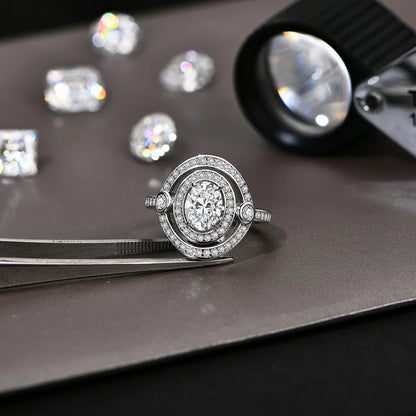 S925 Sterling Silver Moissanite Rings for Women Oval Cut 1.5CT Diamond Engagement Wedding Jewelry Gift With Certificate
