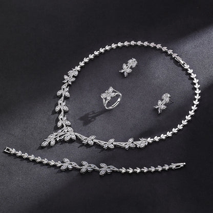Conjunto De Joias De Casamento De Luxo Moderno 4 Peças Para Mulheres Conjunto De Joias De Noiva Zircônia Dubai Festa De Casamento 2024