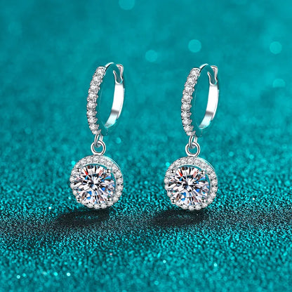 1ct D Color Moissanite Loop Earring 925 Sterling Silver Plated 18k White Gold Pendant Earring for Women Fine Jewelry