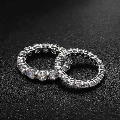 5mm 7ct D Color Moissanite Ring 925 Sliver Plated with White Gold Wedding Band Eternity Band Engagement Rings For Women