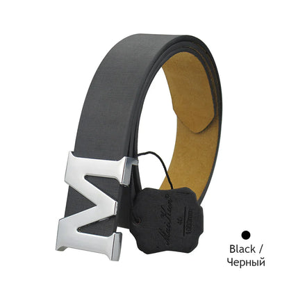 Women’s Leather Belts Removable Letter M Plate Buckle  High Quality PU Leather Belt  For Jeans Dress Halloween