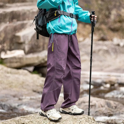 Summer Hiking Pant Autumn Outdoor Sports Waterproof Paratrooper Pants Elastic Waist Camping Trousers Solid Cycling Fishing Pants