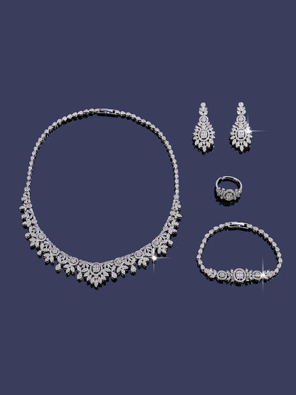 2025 New 4-piece Bride Zirconia Full Set Women's Party Jewelry Set Luxury Dubai Nigeria CZ Crystal Wedding Jewelry Set