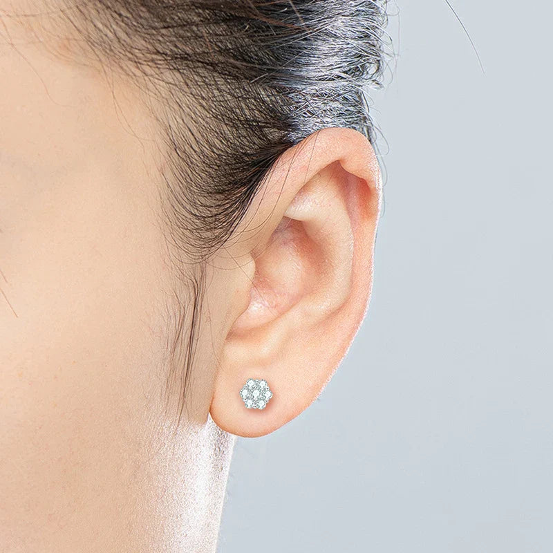 Moissanite Stud Earrings 18k White Gold Plated Sterling Silver D VVS1 Round Lab Diamond Ear Studs For Women Men
