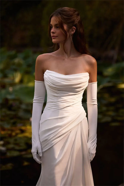 Classical Pleat Sweethart Chiffon Mermaid Wedding Dresses Sweep Train Custom Made 2025 Rode De Morrie