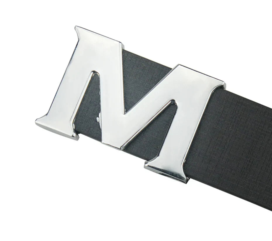 Women’s Leather Belts Removable Letter M Plate Buckle  High Quality PU Leather Belt  For Jeans Dress Halloween