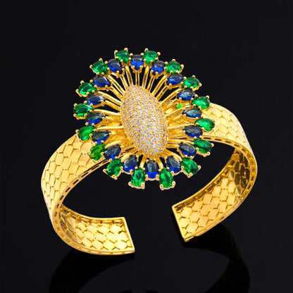 2024 Bridal Wedding Jewelry Set for Women Gold Plated Nigerian African 4pcs Jewelry Necklace Earrings Set Green Red CZ Zirconia