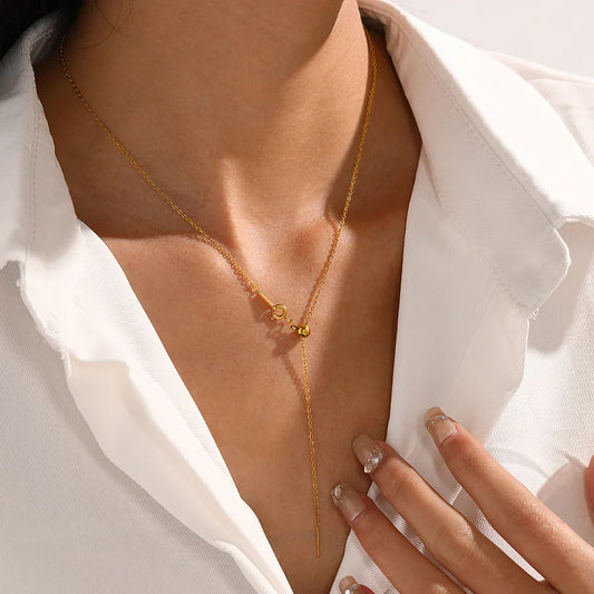 Adjusta Long Layered Pendant Necklace  Stainless Steel Necklace Chocker Necklaces for Women Fashion Jewelry YX26925