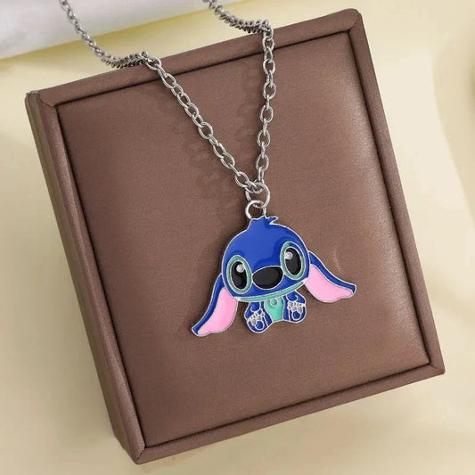 Fashion Cartoon Cute Big Ear Stitch Couple Necklace Personalized Hip Hop Pendant Sweater Chain