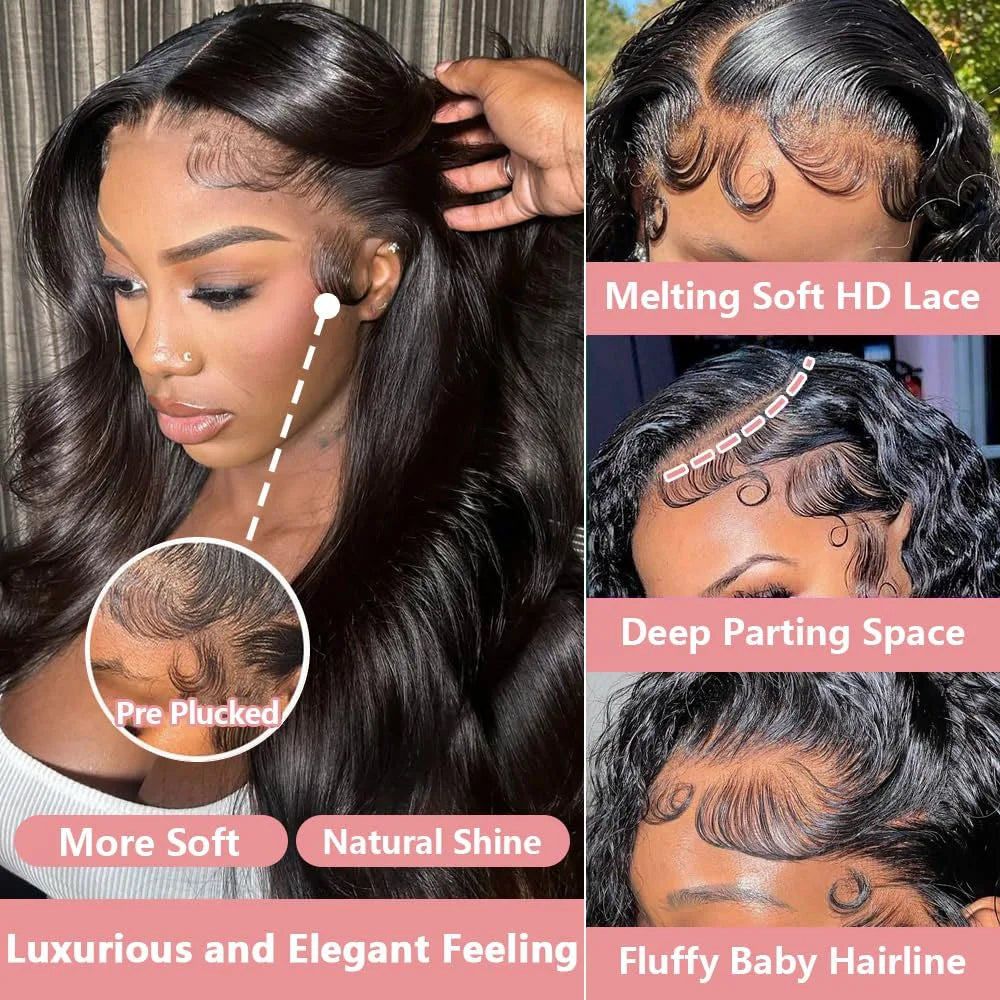 40 Inch Body Wave Human Hair Front Wig 13x6 13x4 Hd Lace Transparent Frontal wig Pre Plucked Brazilian Human Hair Wigs For Women