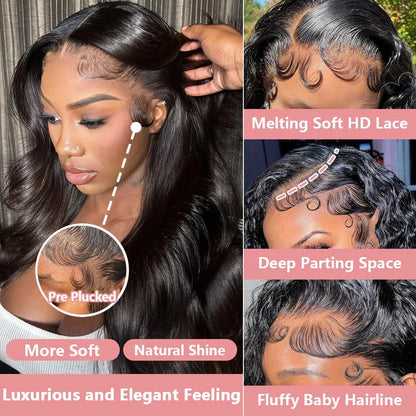 40 Inch Body Wave Human Hair Front Wig 13x6 13x4 Hd Lace Transparent Frontal wig Pre Plucked Brazilian Human Hair Wigs For Women