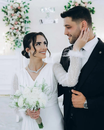 2024 Fashion Minimalist 4-piece Cubic Zirconia Bridal Wedding Jewelry Set Saudi Nigeria Women's Romantic Wedding Dress
