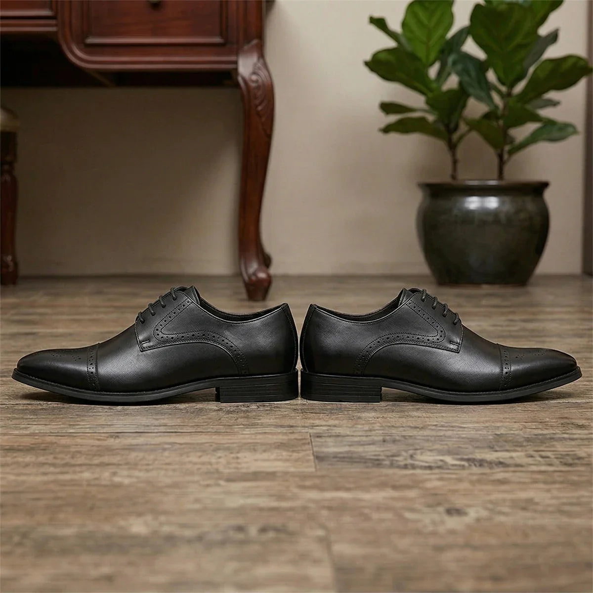 Men's First Layer Cowhide Leather Three-Joint Formal Business Dress Shoes for Office And Meeting