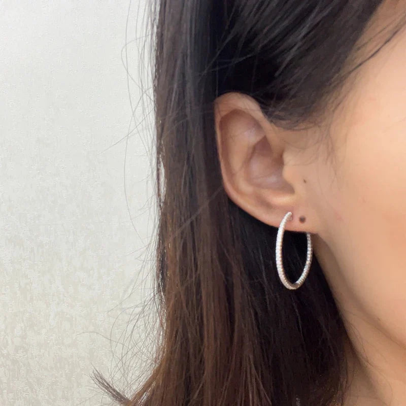 Moissanite Loop Earrings for Women 925 Sterling Sliver 1.2mm D vvs1 Lab Grown Diamond Ear Studs Fine Jewelry Gift