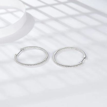 Moissanite Loop Earrings for Women 925 Sterling Sliver 1.2mm D vvs1 Lab Grown Diamond Ear Studs Fine Jewelry Gift