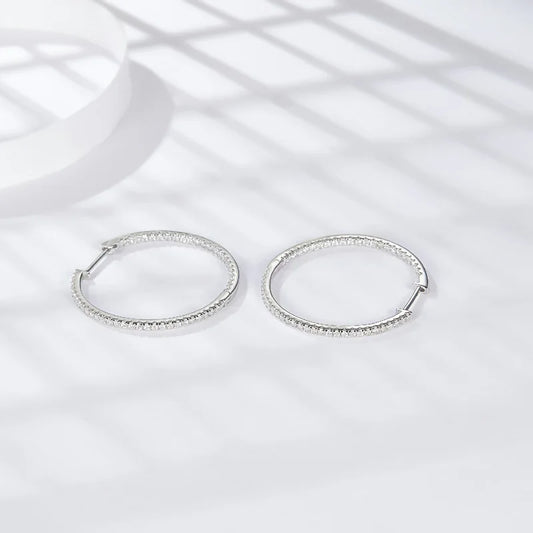 Moissanite Loop Earrings for Women 925 Sterling Sliver 1.2mm D vvs1 Lab Grown Diamond Ear Studs Fine Jewelry Gift