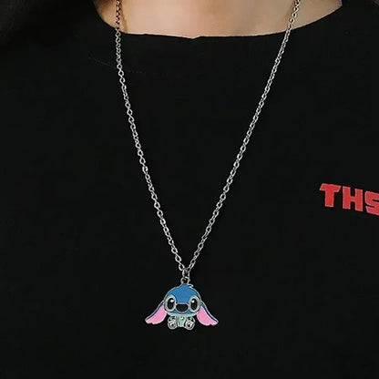 Fashion Cartoon Cute Big Ear Stitch Couple Necklace Personalized Hip Hop Pendant Sweater Chain