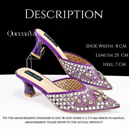 Luxury Pink Rhinestone Party Shoes and Clutch for Women- Elegant Crystal Heels with Matching Evening Bag