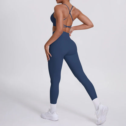 Yoga Suit Sports Set Gym Seamless High Impact Sports Bra Women's High Waist and Hips Tight Peach Buttocks Pants Womens Sportswea