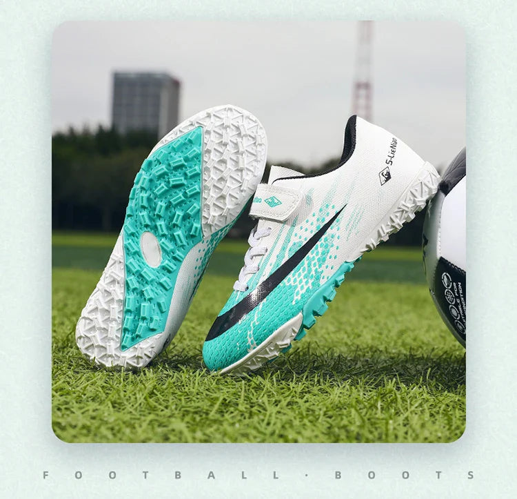 Kids TF Turf Soccer Shoes Child Outdoor Athletic Training Sports Footwear Pink Black Green 3 Colors Available for Boys Girls