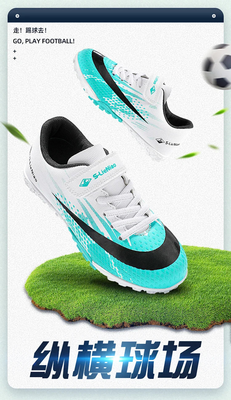 Kids TF Turf Soccer Shoes Child Outdoor Athletic Training Sports Footwear Pink Black Green 3 Colors Available for Boys Girls