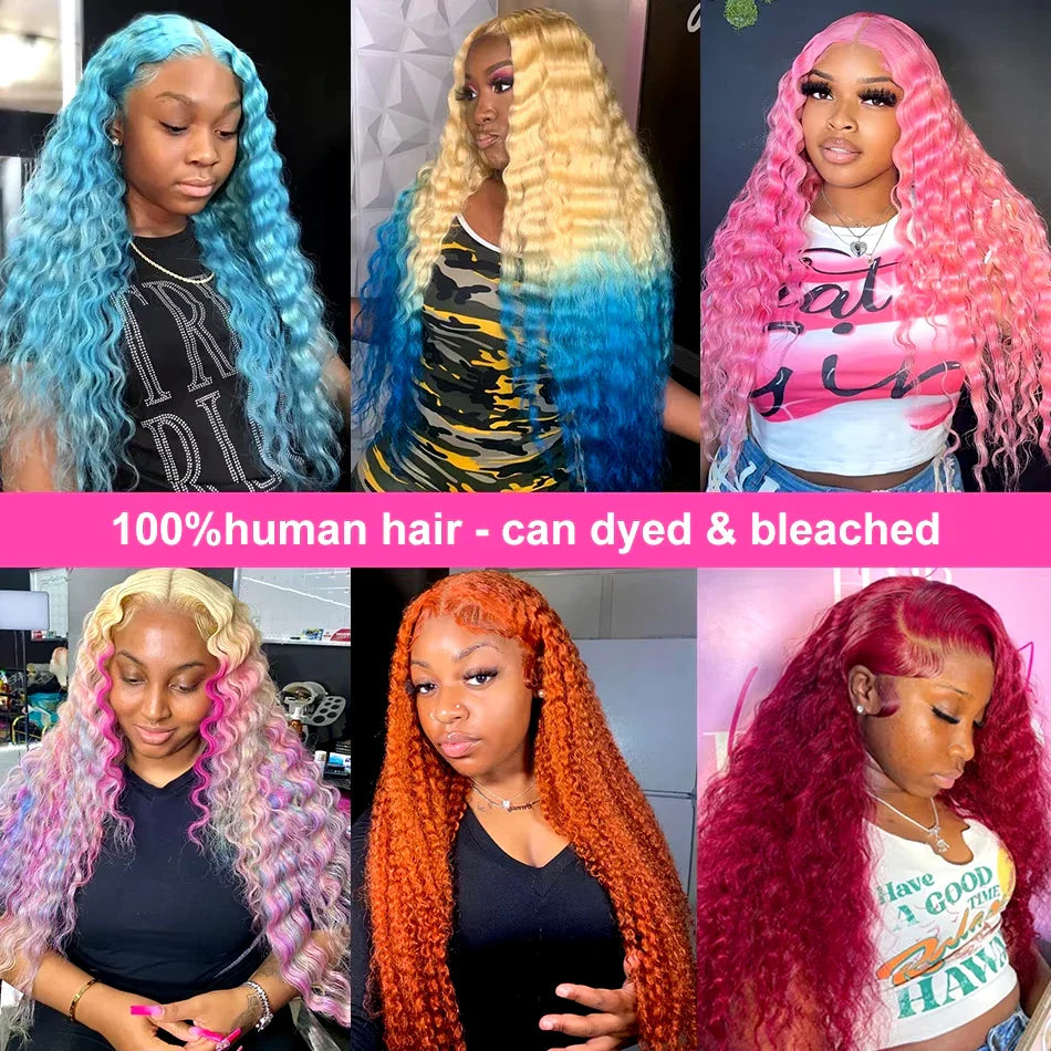 Lace Front Human Hair Wigs30 38 Inches Deep Wave Wigs 613 Honey Blonde Color 13x4 13x6 Lace Frontal Curly Wave Wigs For Woman