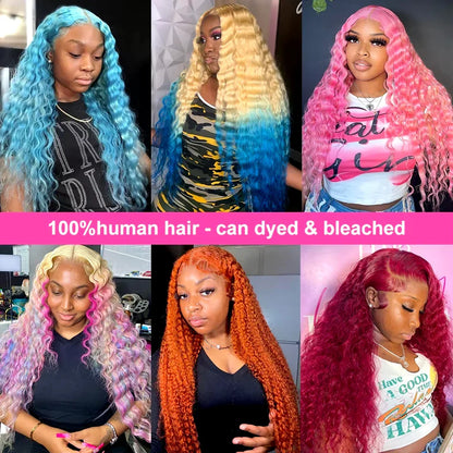 Lace Front Human Hair Wigs30 38 Inches Deep Wave Wigs 613 Honey Blonde Color 13x4 13x6 Lace Frontal Curly Wave Wigs For Woman