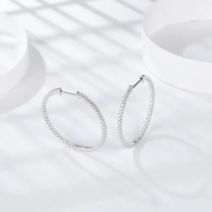 Moissanite Loop Earrings for Women 925 Sterling Sliver 1.2mm D vvs1 Lab Grown Diamond Ear Studs Fine Jewelry Gift