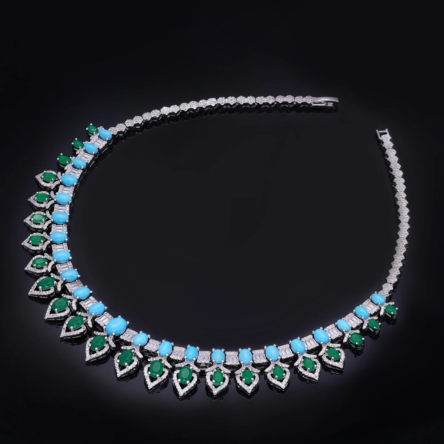 2024 New Fashion Turquoise UAE Dubai Bridal Jewelry Set For Women Wedding Party Nigerian African Necklace Earring Set