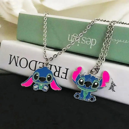 Fashion Cartoon Cute Big Ear Stitch Couple Necklace Personalized Hip Hop Pendant Sweater Chain