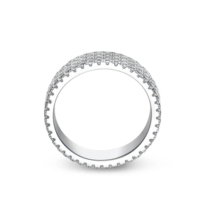 Full Moissanite Ring 925 Sterling Sliver Plated 18k Eternity Band Hip Hop Rings for Woman Man Party Sparkling Jewely