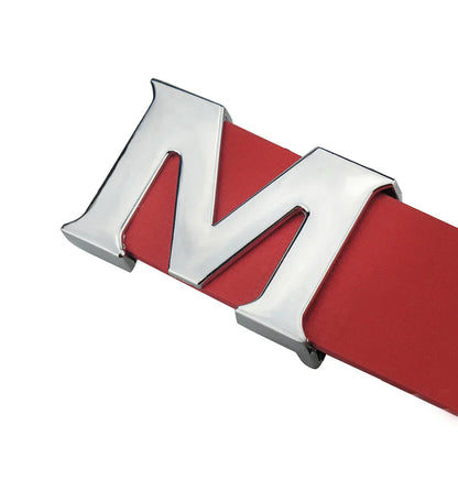Women’s Leather Belts Removable Letter M Plate Buckle  High Quality PU Leather Belt  For Jeans Dress Halloween