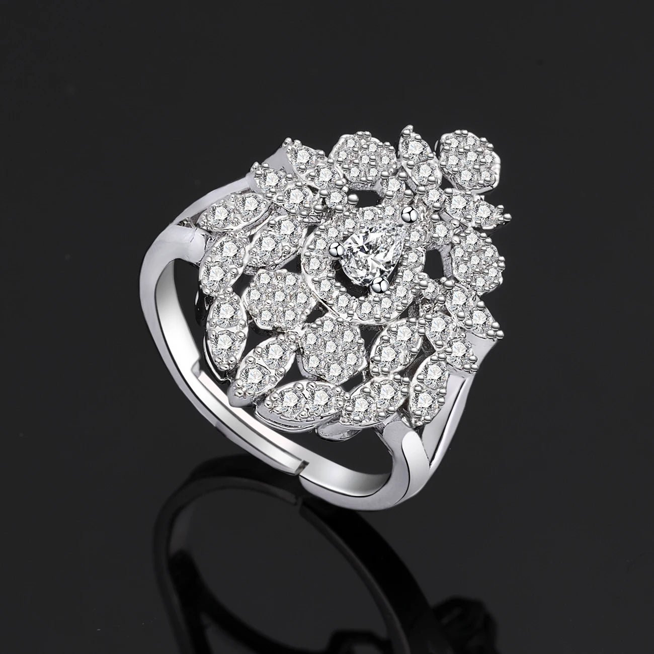 Luxury Women's Jewelry Elegant Style Bridal Tassel Zircon Necklace Earrings Bracelet Ring 4 Piece Bridal Large Wedding Jewelry S