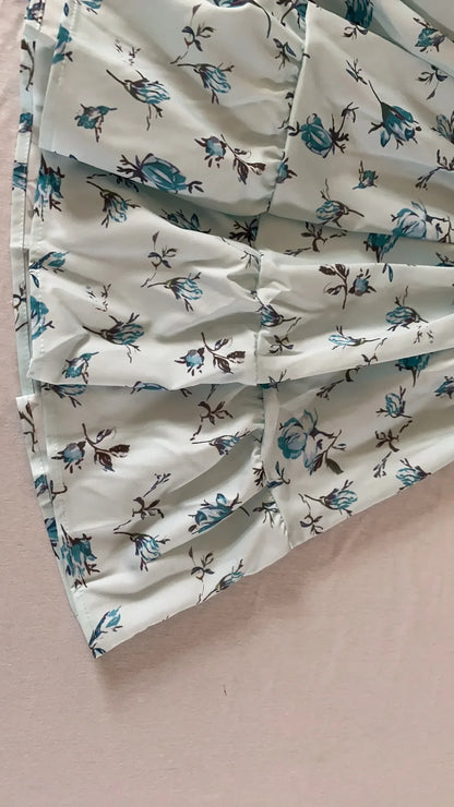 Women Floral Print Mini Dress High Waist A-Line Summer Autumn Long Sleeve V Neck Dresses Vintage Beach Vacation Casual Vestidos