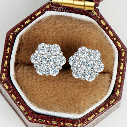 Moissanite Stud Earrings 18k White Gold Plated Sterling Silver D VVS1 Round Lab Diamond Ear Studs For Women Men