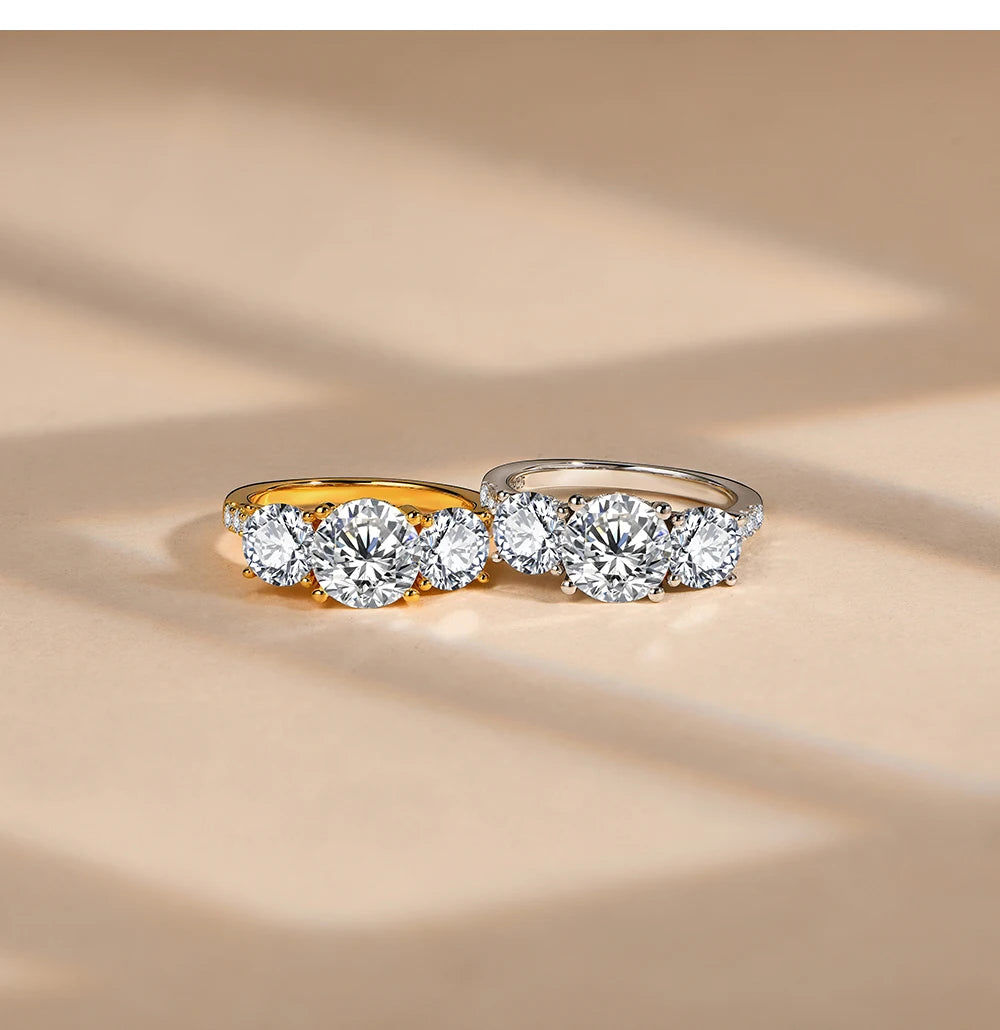 Engagement Ring Round Cut 4.0ct Moissanite Rings for Women Sterling Silver Ring Wedding Promise Rings for Her