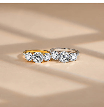 Engagement Ring Round Cut 4.0ct Moissanite Rings for Women Sterling Silver Ring Wedding Promise Rings for Her