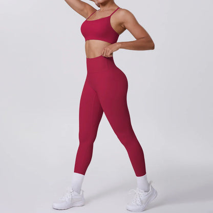 Yoga Suit Sports Set Gym Seamless High Impact Sports Bra Women's High Waist and Hips Tight Peach Buttocks Pants Womens Sportswea