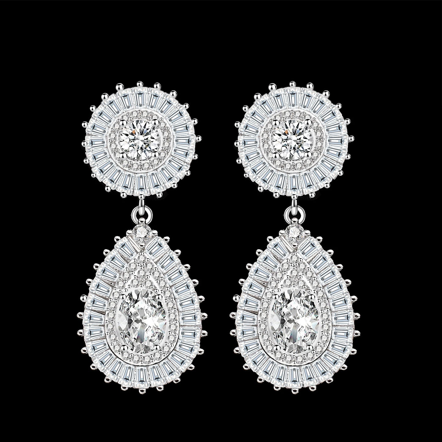 Luxury Wedding Indian Bridal Jewelry Sets Women Snowflakes Cubic Zirconia 4 pcs Necklace Earrings for Women