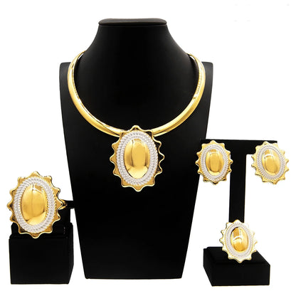 Women Jewelry Set Simple Pendant Dubai Gold Plated Necklace For Daily Party Pairing Summer Jewelry Free Shipping