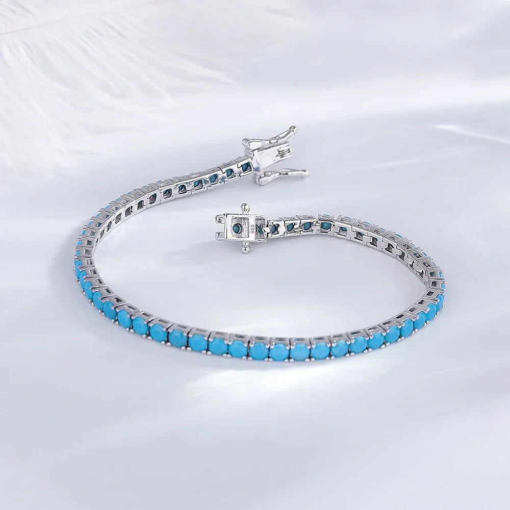 925 Silver Tennis Bracelet, 3mm Pave CZ, Dark Ruby/Rainbow/Blue/Green/Black, Eternity Design, Fine Jewelry for Women