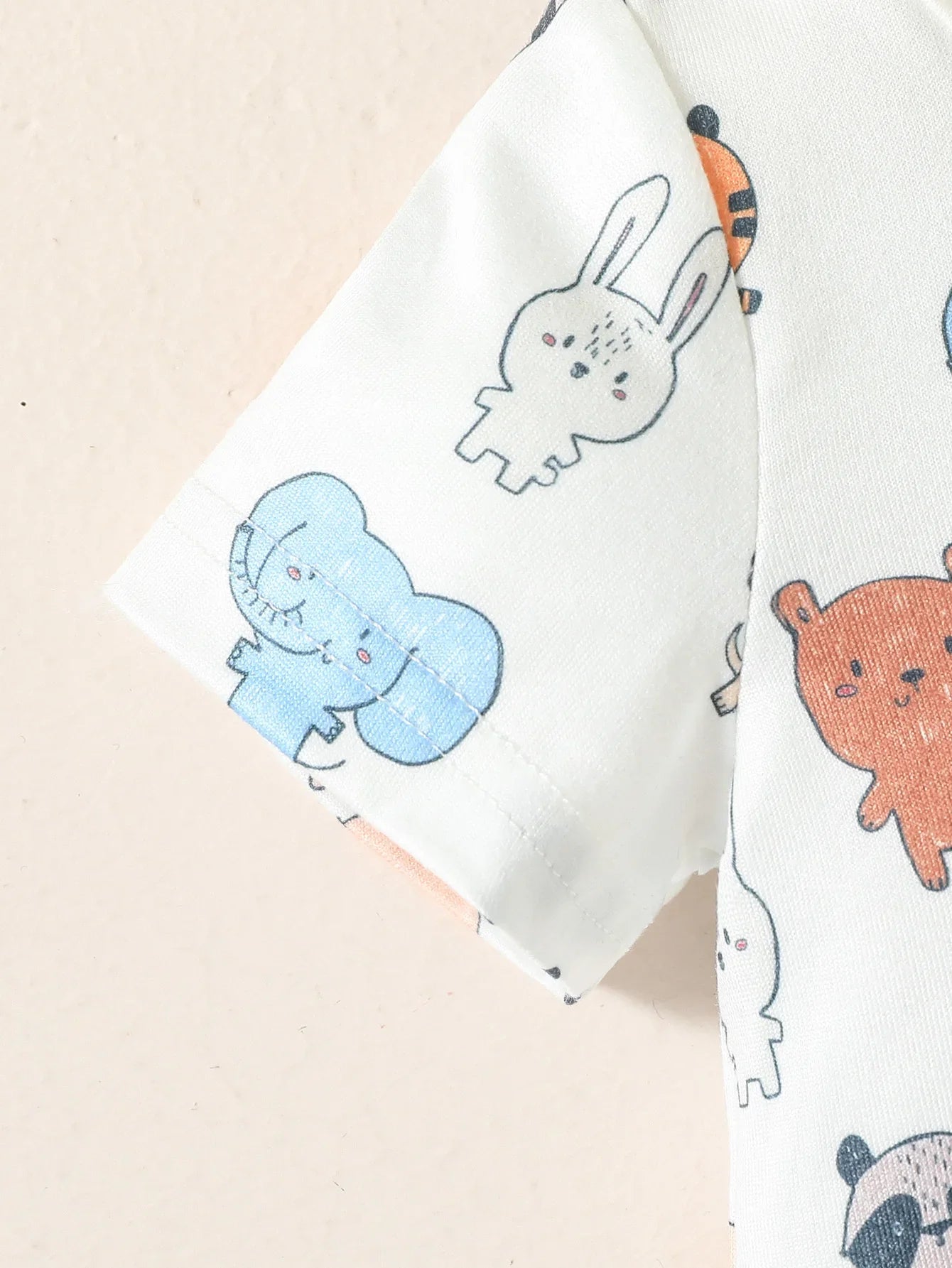 2PCS Baby Boys Summer Short Sleeve Cartoon Animal Suspenders Suit For Newborn-6M Casual Daily Wear