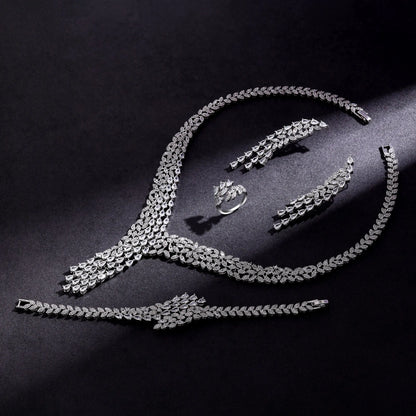 Bridal Zirconia Full Jewelry Set for Ladies Party Luxury Dubai Nigeria CZ Crystal Wedding Necklace Set