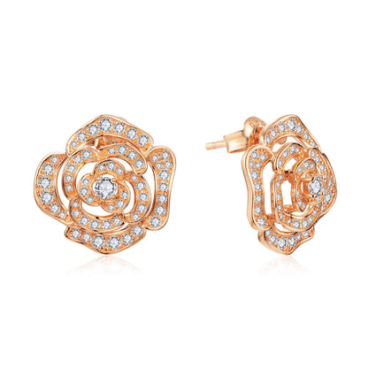 New S925 Silver Diamond Moissanite Stud Earrings for Women 18k Gold Plated Sparkling Flower Wedding Fine Jewelry Travel